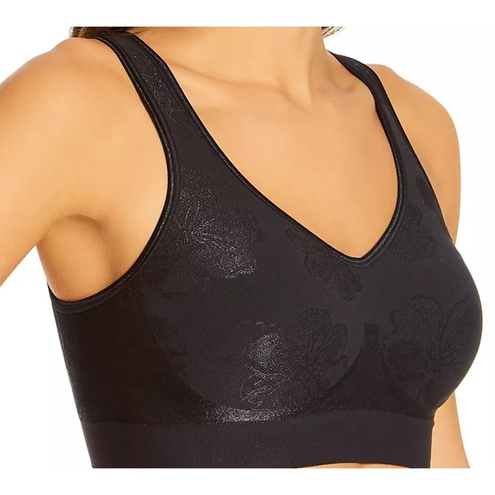 Bali Comfort Revolution Shaping Wirefree Bra Black Tropic 2X NWT